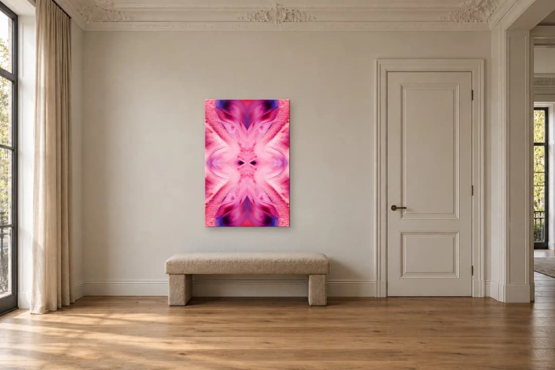 Familiar Distance on a hallway wall at 120 × 80 cm, to scale