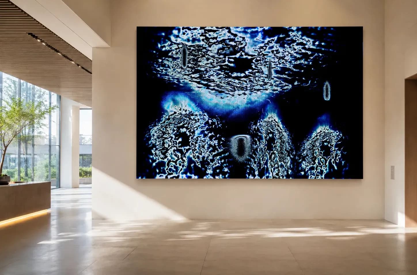 Midnight Gates in a public interior, visualisation of scale and placement